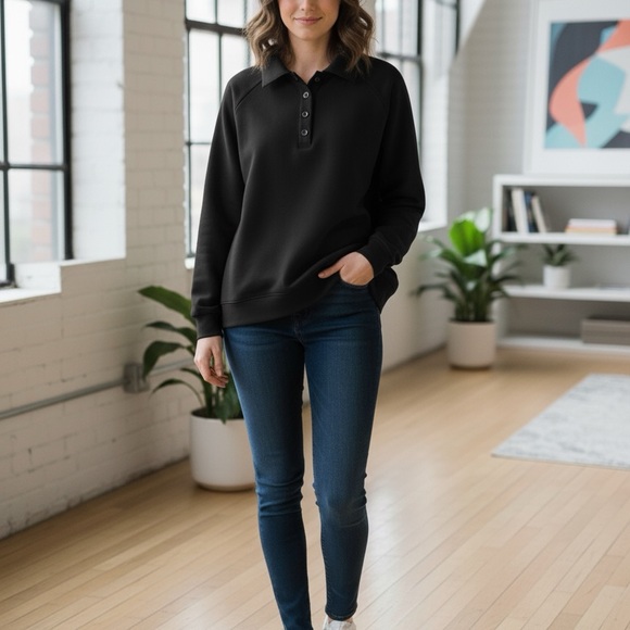 Sweaters - Woman’s Black Collared Sweater